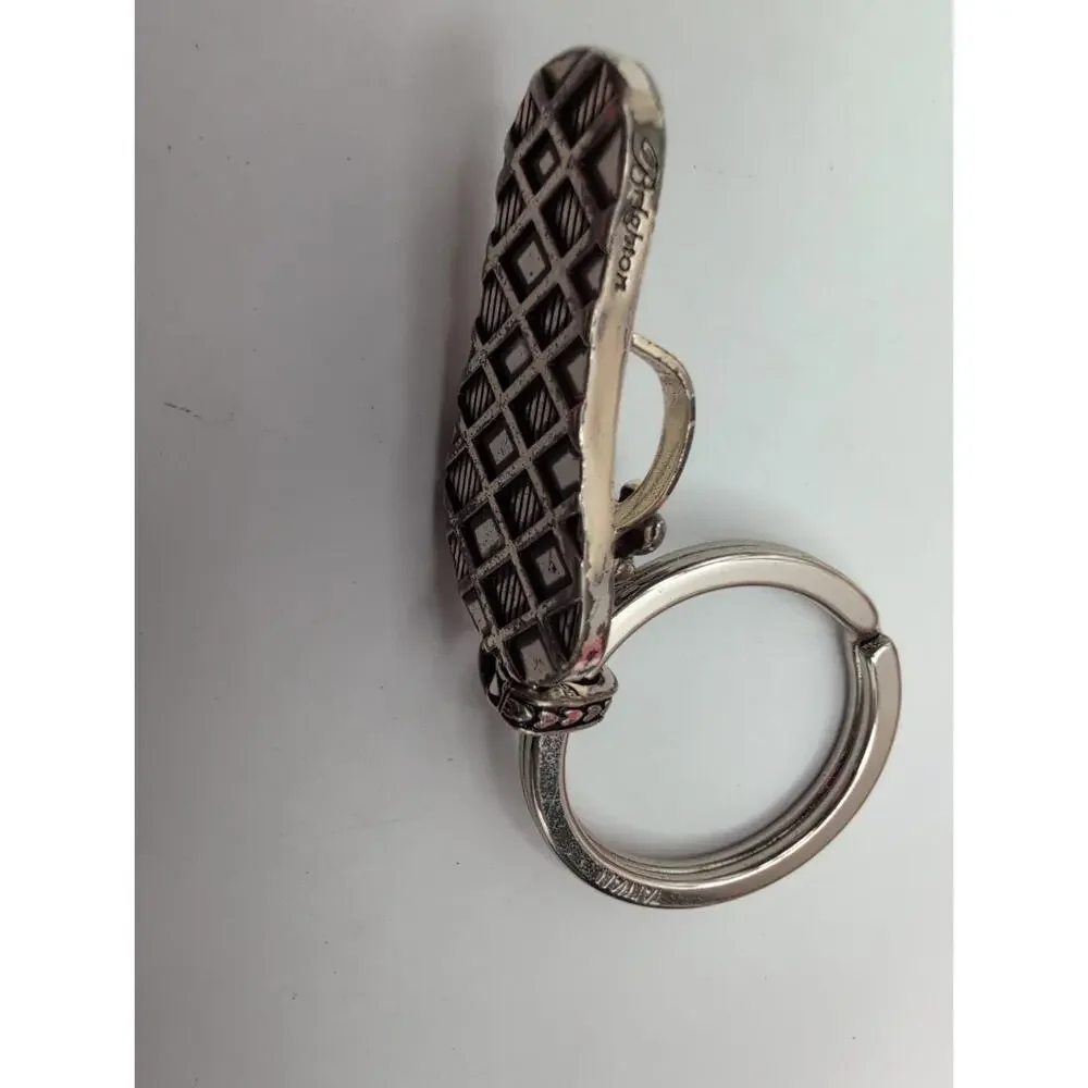 Brighton Silver Tone Flip Flop Sandal Keychain Floral Charm Crystal Accent wear